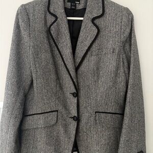 H&M Black houndstooth Blazer with Black Piping